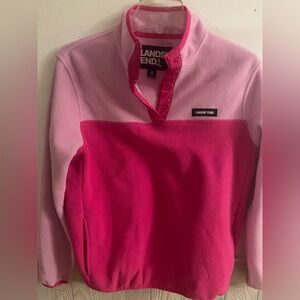 Lands End Pink Pullover Fleece Medium 10-12 girls